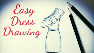 How to draw a beautiful dress/clothes drawing design easy  Fashion illustration dresses drawing