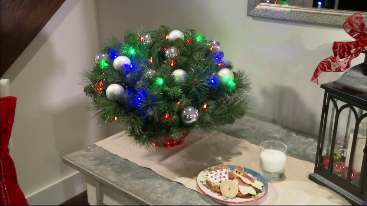 Bethlehem Lights Mixed Greenery With Ornaments Hanging Basket on QVC