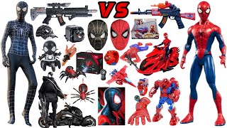 Black VS Red Spiderman Toys Collection Unboxing ReviewCloakRobotsMaskglovespistolLaser sword