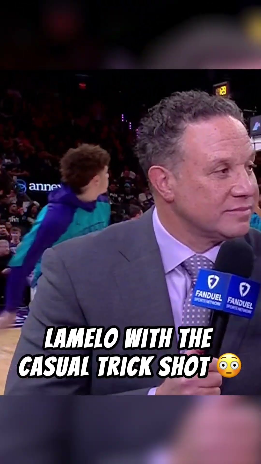 LaMelo Ball just casually hit this trick shot in warmups ?