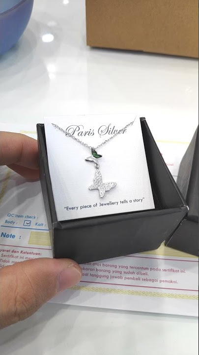 Kalung Kupu-Kupu Perak 925 lapis emas putih | Butterfly Necklace Sterling Silver 925.