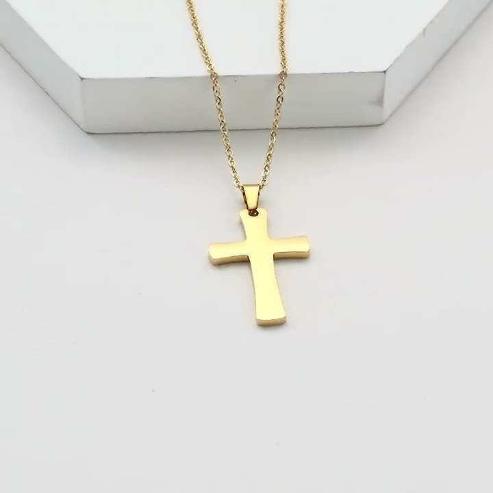 Men's Gold Plated Steel Cross Necklace by Philip Jones Jewellery