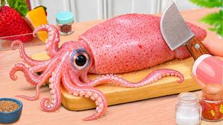 Miniature Seafood Recipe 🦑 Let's Make Spaghetti with Calamari in Tomato Sauce by Clover