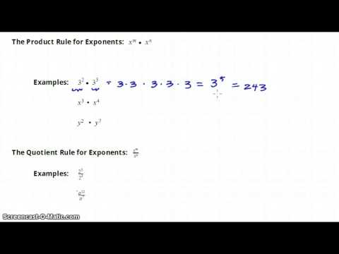 Exponents 2: Product and Quotient Rules for Exponents