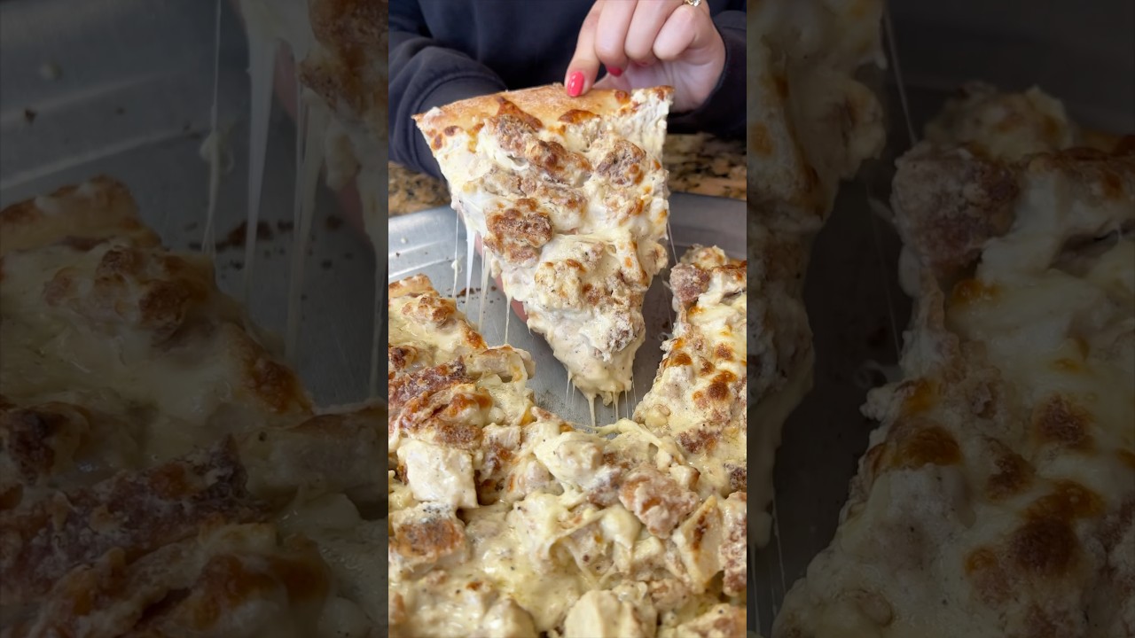 BUFFALO CHICKEN vs CHICKEN ALFREDO PAN PIZZA from Frank & Danny’s on Staten Island! #DEVOURPOWER