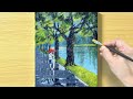 Couple Walking in the Rain / Acrylic Painting / STEP by STEP - 276 / 비오는풍경 아크릴화