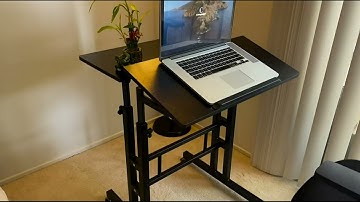 Review AIZ Mobile Standing Desk, Adjustable Computer Desk Rolling Laptop Cart on Wheels Home Office