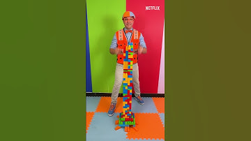 Blippi Knows Down The Building Blocks 😱 Watch Him Rebuild The Tower🗼#blippi #blocks #color #shorts