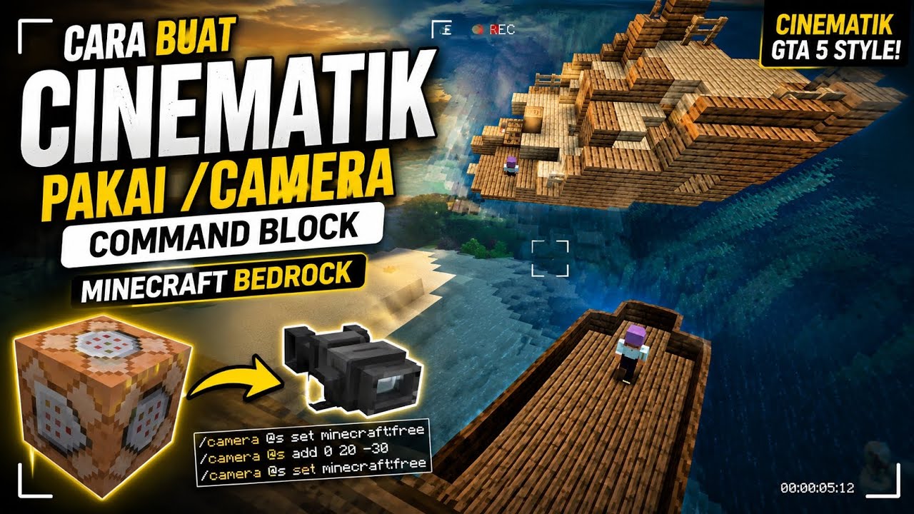 CARA BUAT CINEMATIC GTA 5 DI MINECRAFT BEDROCK! 😱 Pakai /camera ...
