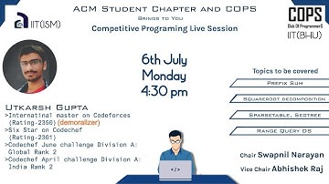 🔴 Range Query | Segment Trees | Sparse Table | LIVE Session | ACM IIT(ISM) Dhanbad | COPS IIT(BHU)