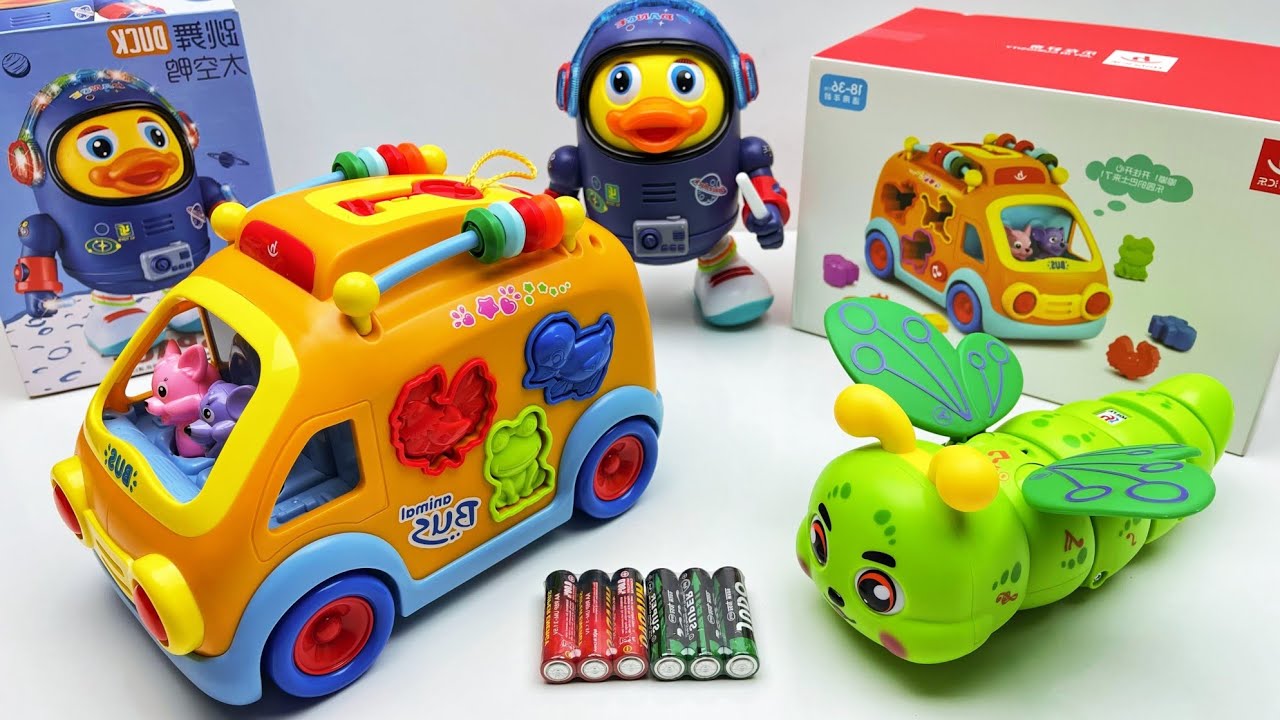 15-Minute Unboxing of Electric Toys: Baby Bus, Space Duck, Electric Caterpillar, ASMR Toy Review
