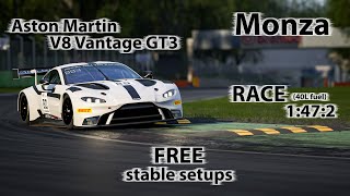 ACC 1.10 - Aston Martin V8 Vantage GT3 - Monza - FREE stable Race setup