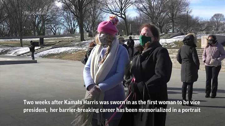 VP's historic election celebrated in cracked glass portrait