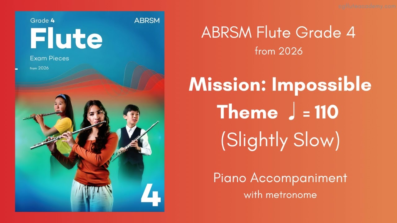 ABRSM Flute Grade 4 from 2026, Mission: Impossible Theme ♩=110, Piano Accompaniment with metronome