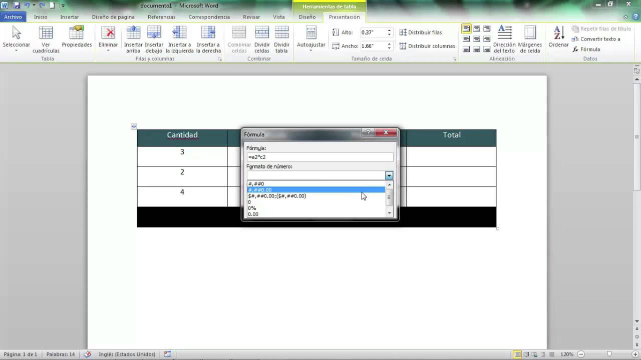 Cómo hacer cálculos en una tabla en Microsoft Word 2010 YouTube
