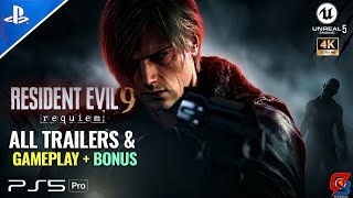 RESIDENT EVIL 9 REQUIEM - ALL TRAILERS & GAMEPLAY DEMO  | Official Leon Story 2026 + BONUS (4K)