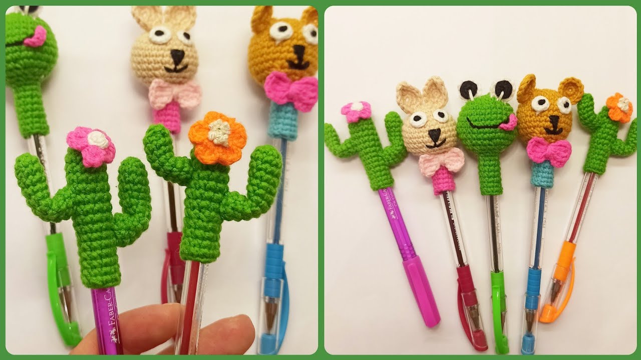 Örgü Kaktüs Kalem Başlığı Yapımı 🌵