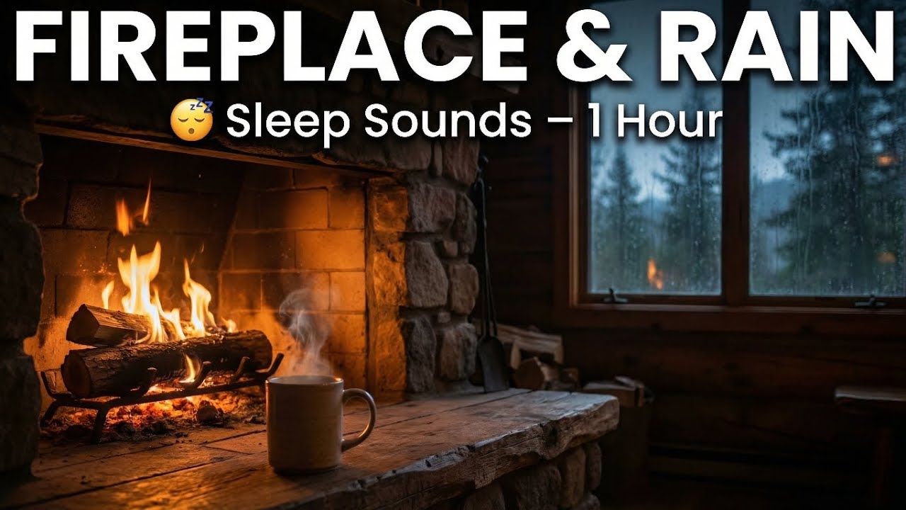 Cozy Fireplace & Rain on Window – 1 Hour Sleep Sounds | ASMR Cabin ...