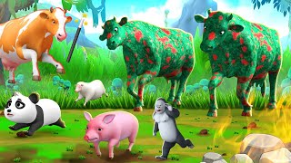 Zombie Cows Diorama  Zombie Cows Attacks Farm Animals | Gorilla to Rescue | Animal Cartoons 2024