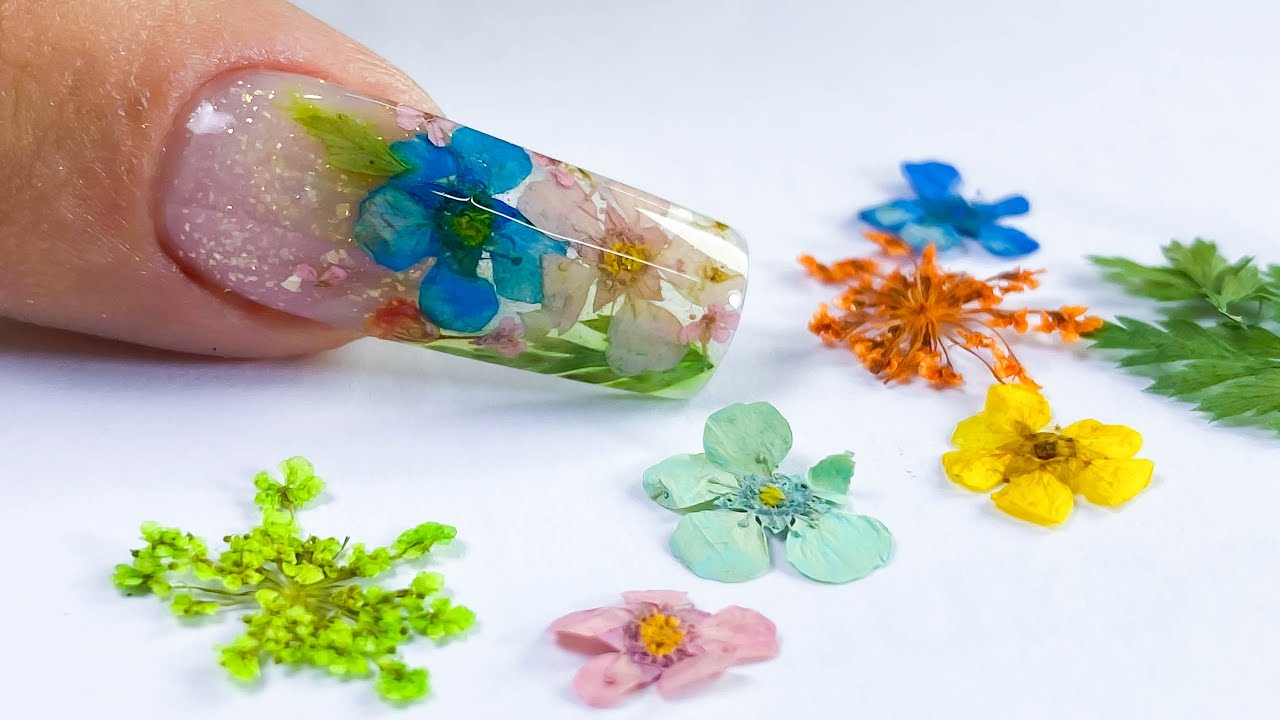 como encapsular flores o naturaleza muerta en uñas acrílicas paso a paso -  arte y belleza vicky 