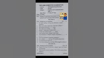 English and Communication Skills 1st 2024 UBTER Question Paper #ubter #polytechnic