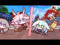 Evanescia checks tickets and measures height! Super dump truck crashes!