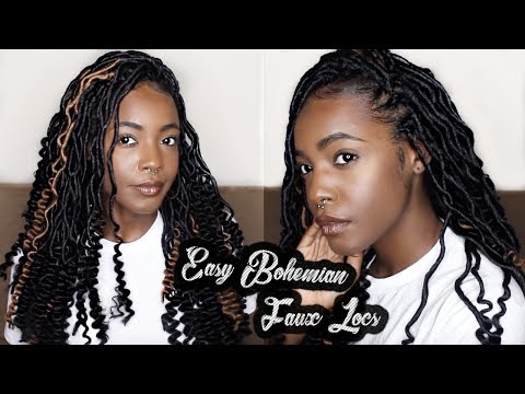 Easiest & Quickest Goddess Loc Crochet Braids W/ Highlights | 2X Mambo Wave Bohemian Locs