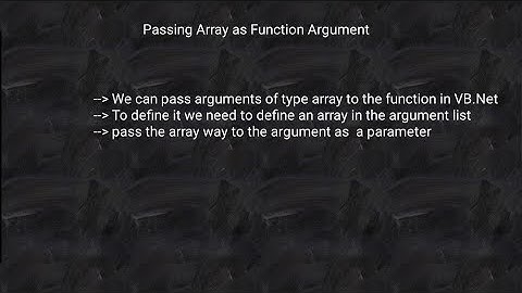 Passing Array as Function Argument in Visual Basic .Net | Passing Array as Function Argument example