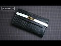 [Leather Handmade EP29] Cover a Kelly Crocodile Long Wallet - Free PDF Pattern for DIY - ASMR/4K