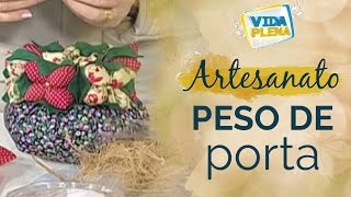 Artesanato – Peso para porta em formato de vaso de flor