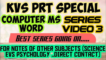 Computer | MS WORD | FULL CONCEPT ALL TOGETHER | KVS PRT PREPARATION