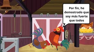 🐓🦅Los Dos Gallos y El Águila Fábula | Cuento Corto ilustrado CON MORALEJA para niños