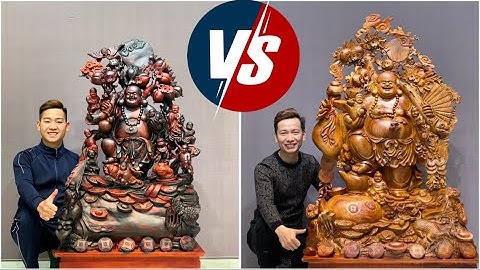 Tượng Phật Di lặc gỗ trắc và gỗ hương đứng vác đào 2/2023