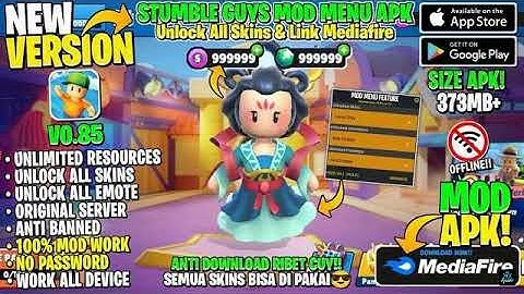 Stumble Guys Mod APK 2025 🔗 (v0.84.5) - Unlock All Skins, Emotes, Unlimited Gems & Auto-Win