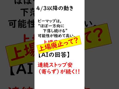 【株の実験】ストップ安ビーマップ、理由は上場廃止！買えるわけないじゃん！！　　#Shorts #株の実験 #ビーマップ