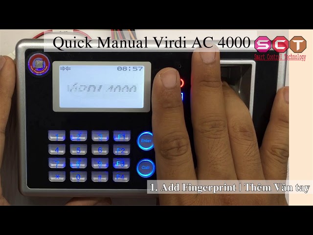 Virdi AC 4000 Quick Manual | Đăng ký vân tay, thẻ từ