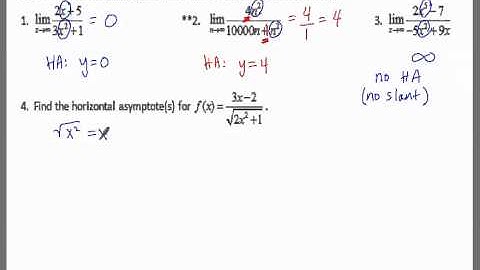3 5 Limits at Infinity and Horizontal Asymptotes