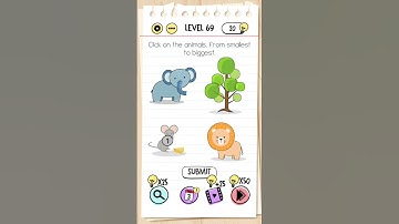 brain test level 69 Click on the animals from smallest to biggest