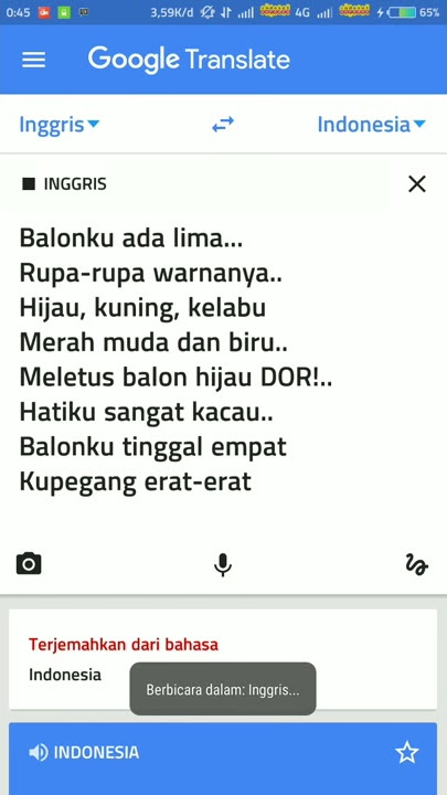 Gokil abiss😁, menyanyikan Balonku Ala google Translate.