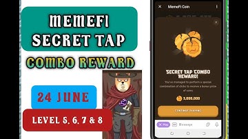 24 JUNE Level 5–8 MemeFi Secret Tap Combo Reward, 3 Million Free Coins