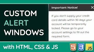 How to create a custom alert box - with HTML, CSS & JavaScript - Web Tutorial