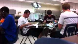 Retarded kid drumming