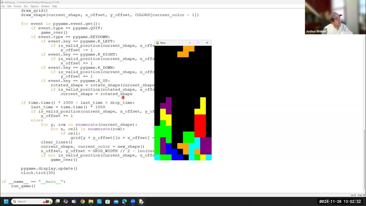 COMPUTER SCIENCE: Python Coding: TETRIS with variant pieces - YouTube