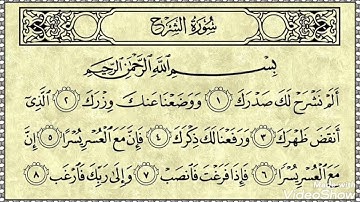 سورة الشرح عدد الآيات 8 سورة مكية ترتيبها في المصحف 94 .