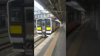 水郡線のJR東日本キハE130系気動車、終点の郡山駅に到着（福島県・鉄道）JR EAST Suigun Line DMU, Kōriyama Station FUKUSHIMA JAPAN TRAIN