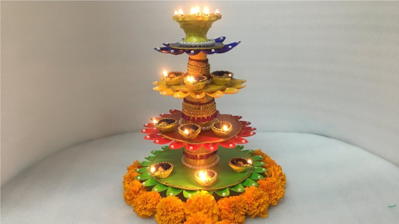 Diwali Series #6 | Diya Stand Making With Plastic Spoons & Bottle | Diwali Home Decoration Ideas