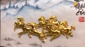 Tranh bát mã dát vàng 24k