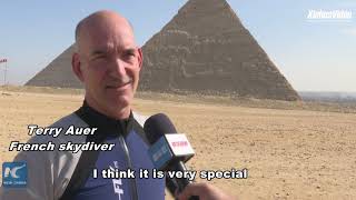World-class skydivers fly over Great Pyramids during Egypt's air sport festival