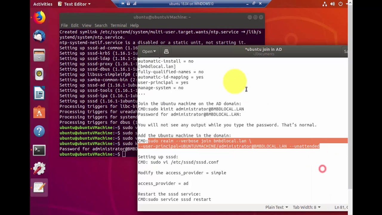 How To Join An Ubuntu Desktop Into An Active Directory Domain Full Video Youtube
