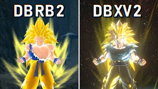 Goku - All Transformations & Attacks | Raging Blast 2 vs DBXV2 [SSJ-SSJ2-SSJ3-KX20]
